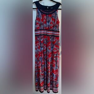 Roz & Ali Red and Blue Paisley Maxi Dress